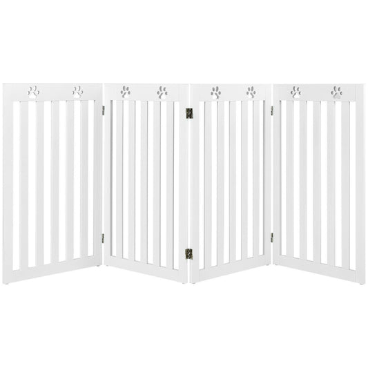36 Inch Folding Wooden Freestanding Pet Gate  with 360° Hinge, White at Gallery Canada