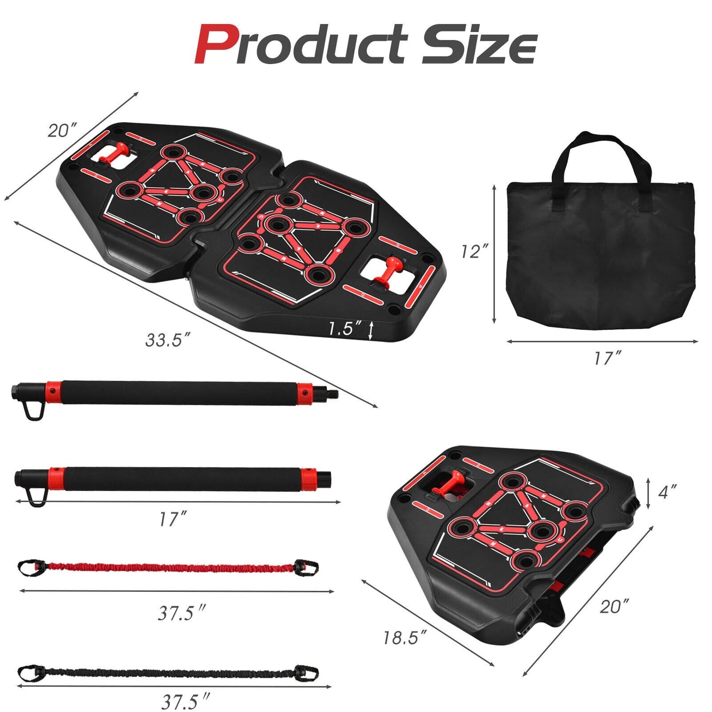All-in-one Portable Pushup Board with Bag, Black & Red at Gallery Canada