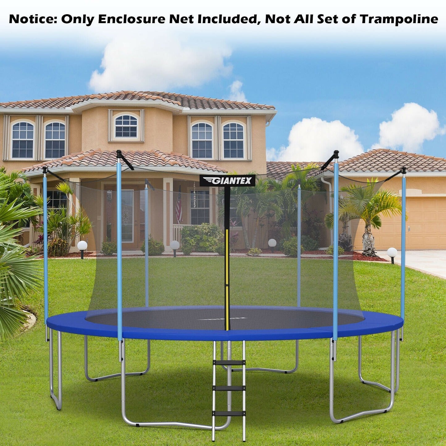 Replacement Weather-Resistant Trampoline Safety Enclosure Net-15 ft, Black