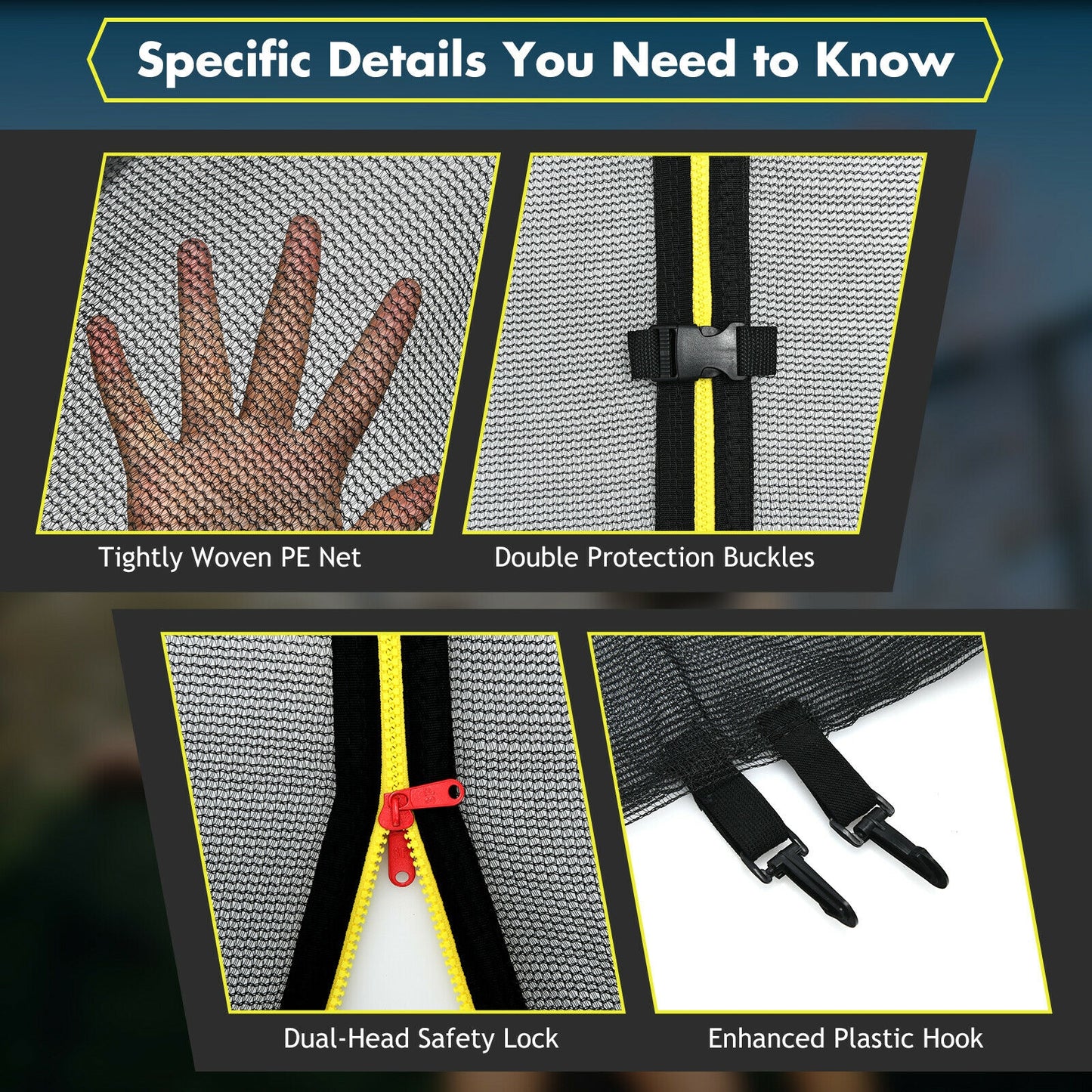 Trampoline Safety Enclosure Net, 16 ft, Black Trampoline Accessories at Gallery Canada