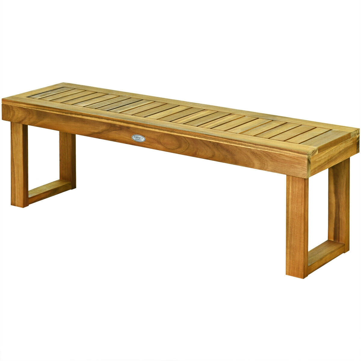 52 Inch Acacia Wood Dining Bench with Slatted Seat, Brown Outdoor Benches at Gallery Canada