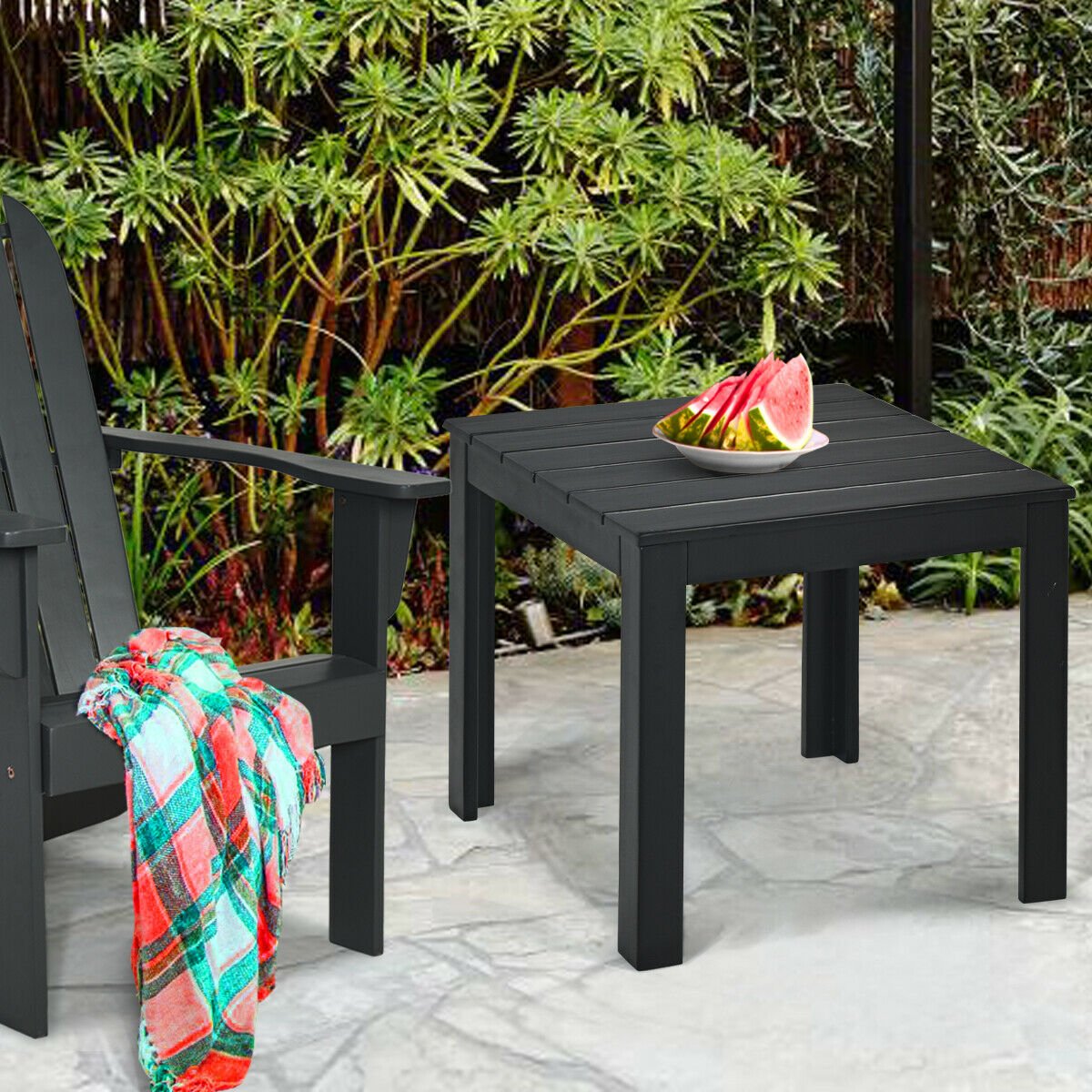 Wooden Square Patio Coffee Bistro Table, Black at Gallery Canada