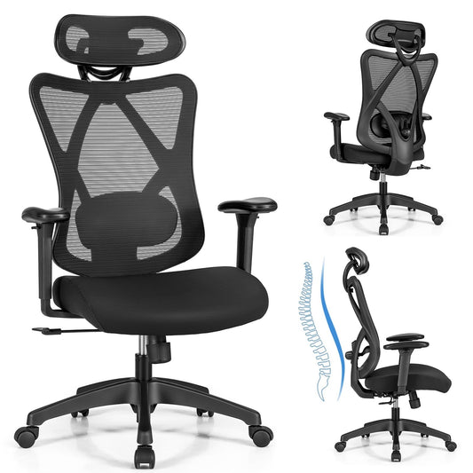 High Back Mesh Executive Chair with Adjustable Lumbar Support, Black