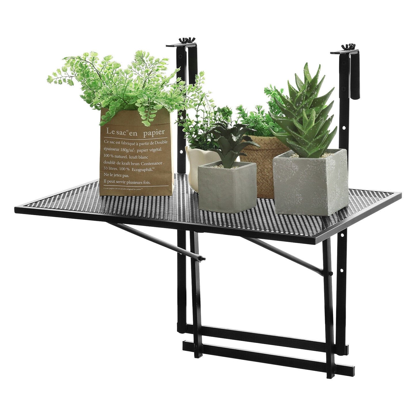 Railing Folding Table with 5-Level Adjustable Heights, Black at Gallery Canada