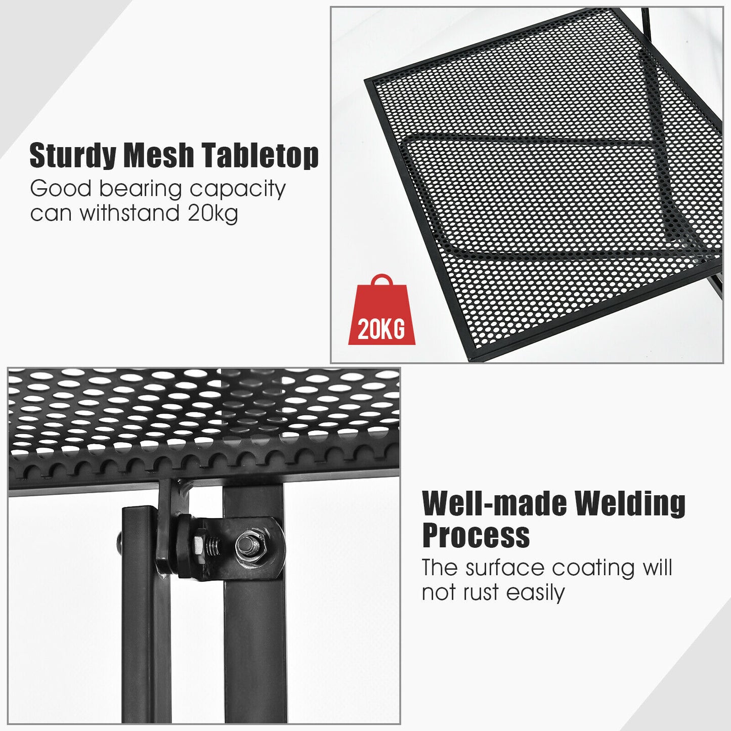 Folding Table With 5-Level Adjustable Heights, Black Patio Tables at Gallery Canada