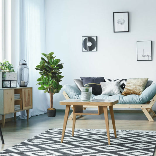 4 Feet Artificial Fiddle Leaf Fig Tree Decorative Planter, Green Faux Plants Green at Gallery Canada