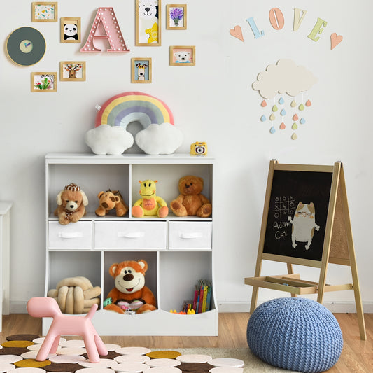 Freestanding Cubby Bin Storage Organizer, 3 Baskets, White Kids Storage White at Gallery Canada