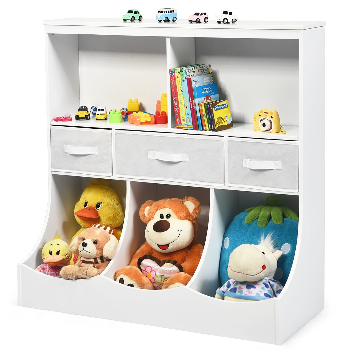 Freestanding Cubby Bin Storage Organizer, 3 Baskets, White Kids Storage at Gallery Canada