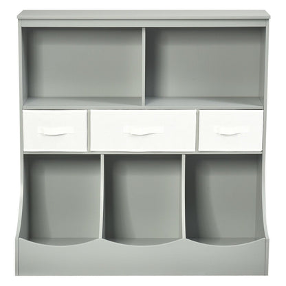 Freestanding Combo Cubby Bin Storage Organizer Unit W/3 Baskets, Gray at Gallery Canada