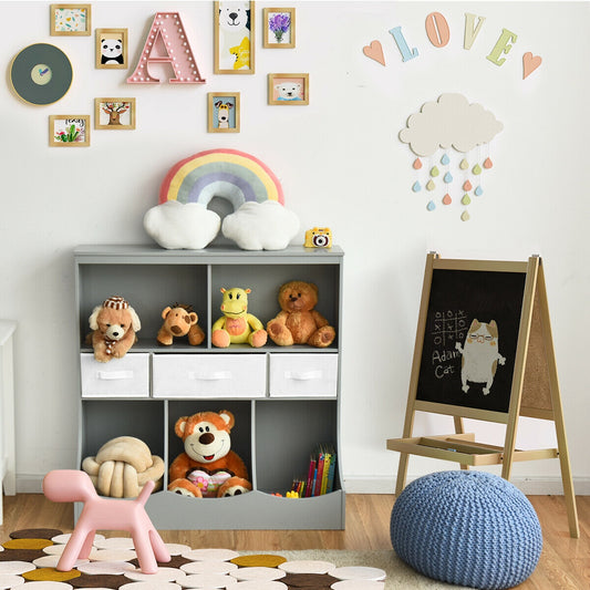 Freestanding Combo Cubby Bin Storage Organizer, 3 Baskets, Gray Kids Storage Gray at Gallery Canada
