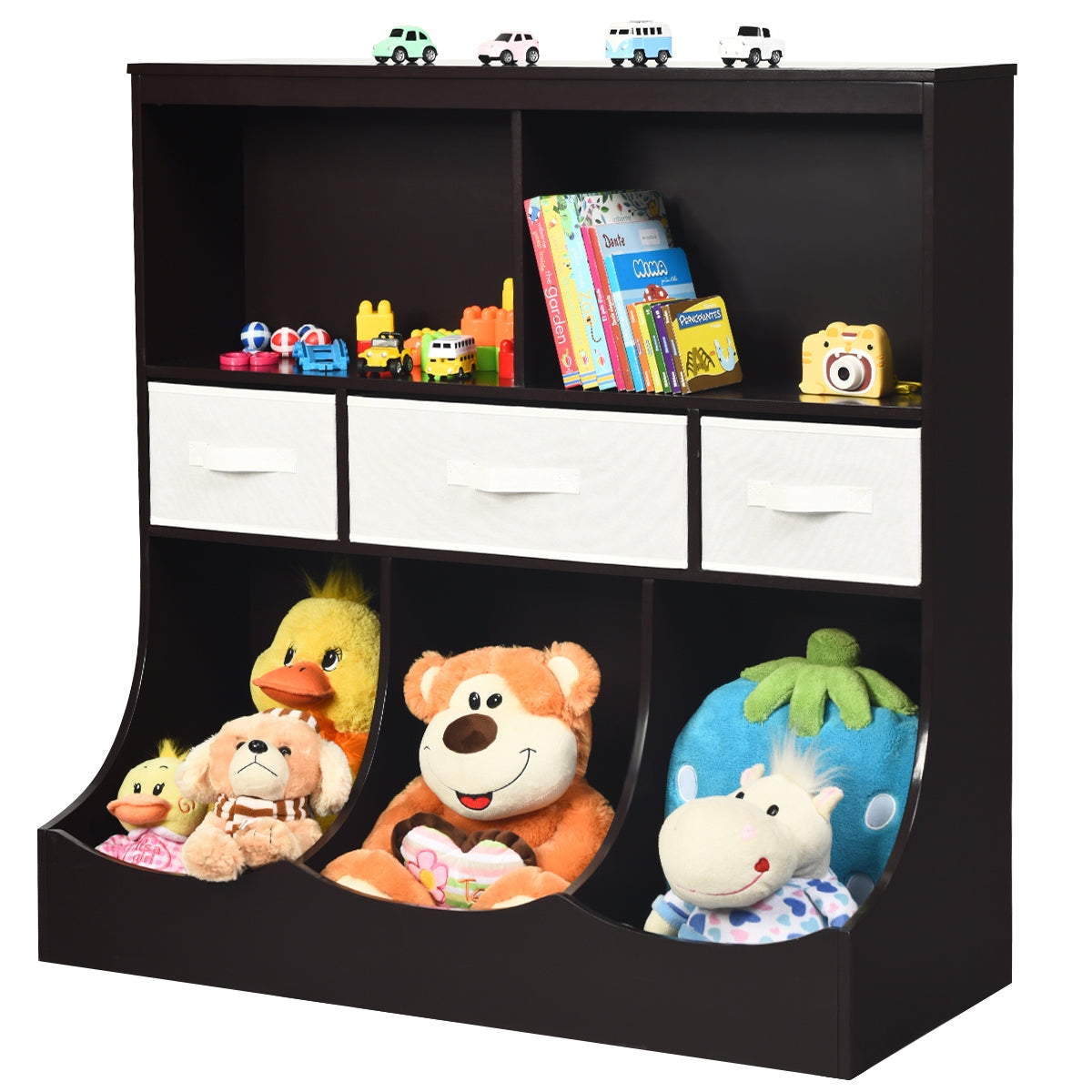 Freestanding Cubby Bin Storage Organizer, 3 Baskets, Brown Kids Storage at Gallery Canada