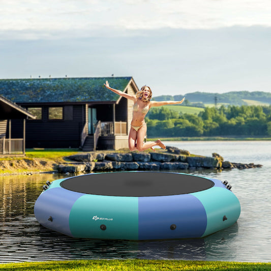 12 Feet Inflatable Splash Padded Water Bouncer Trampoline, Blue Trampolines Blue at Gallery Canada