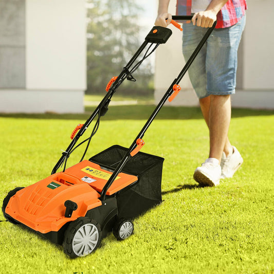13 Inch 12 Amp Electric Scarifier, Collection Bag, Removable Blades, Orange Lawn Care Tools Orange at Gallery Canada