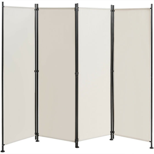 4-Panel Room Divider Folding Privacy Screen, Beige