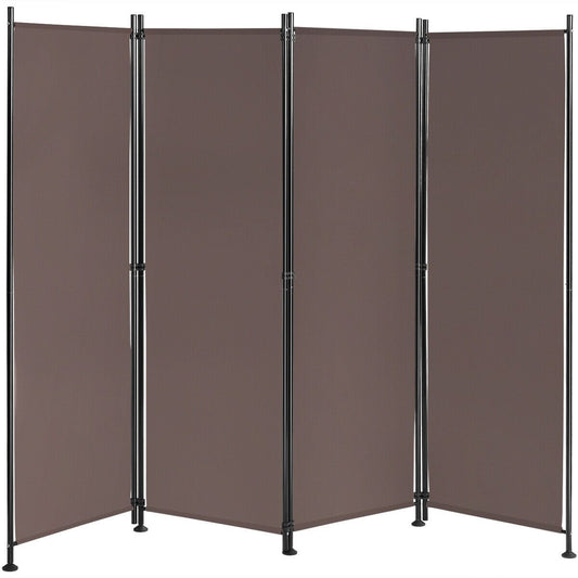 4-Panel Room Divider Folding Privacy Screen, Brown