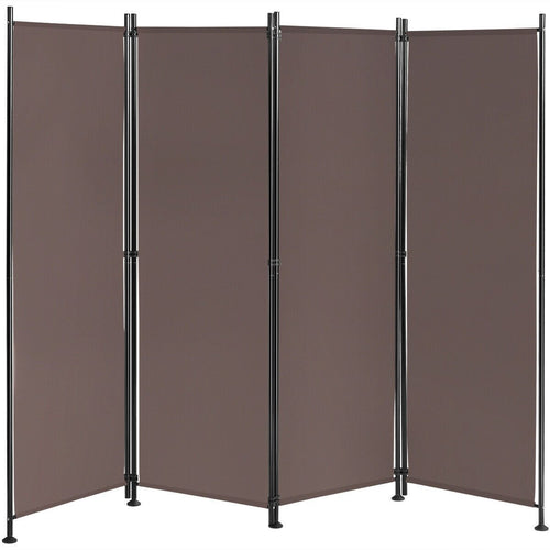 4-Panel Room Divider Folding Privacy Screen, Brown