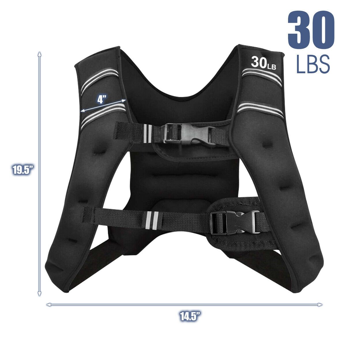 30 LBS Workout Weighted Vest with Mesh Bag Adjustable Buckle, Black at Gallery Canada