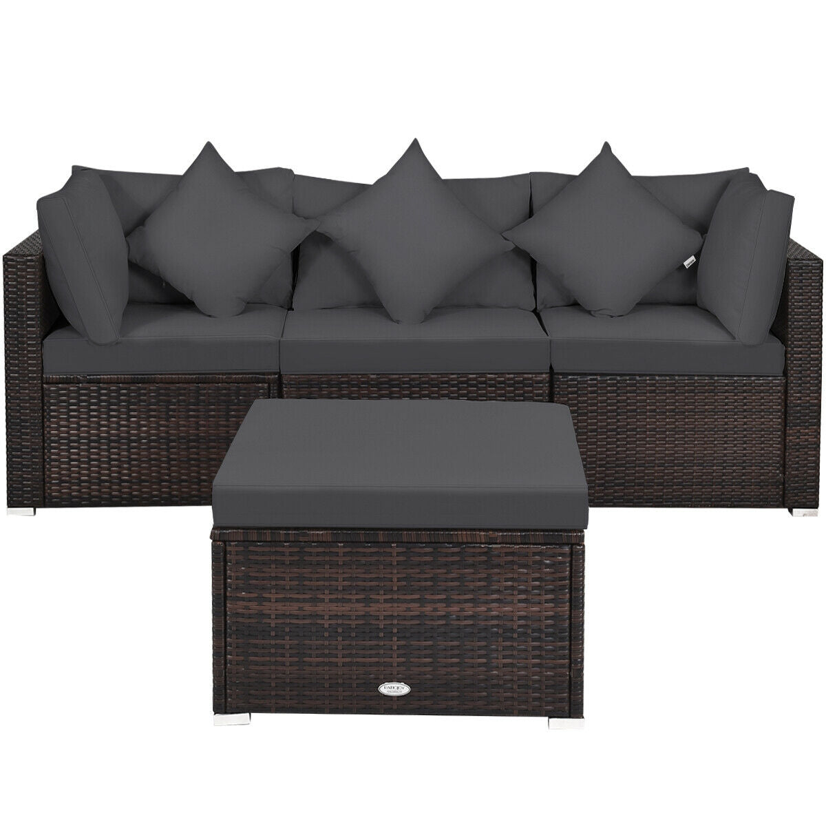 4 Piece Ottoman Garden Patio Rattan Wicker Furniture Set, Gray Outdoor Sectionals at Gallery Canada