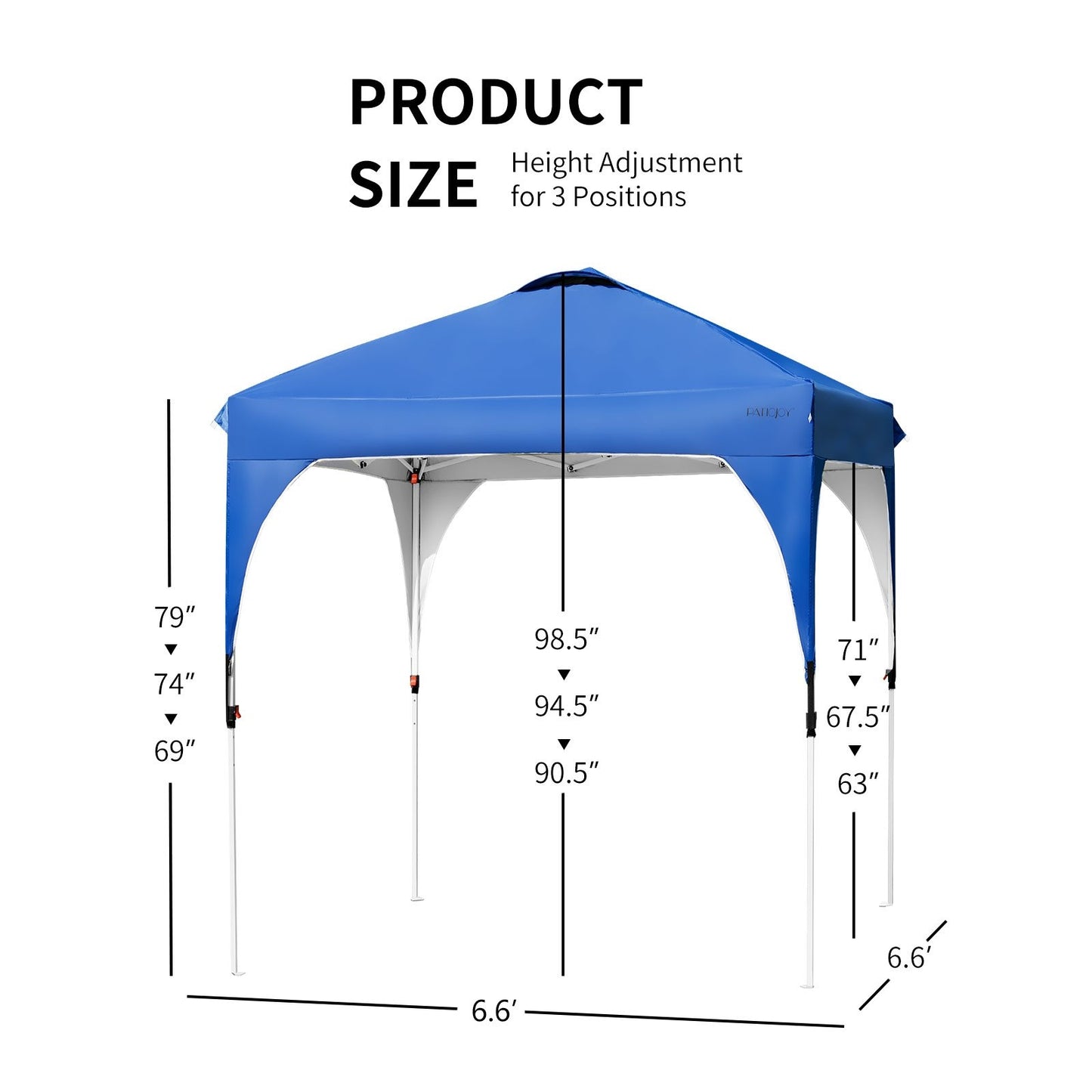 6.6 x 6.6 FT Pop Up Height Adjustable Canopy Tent with Roller Bag, Blue at Gallery Canada