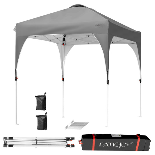 6.6 x 6.6 FT Pop Up Height Adjustable Canopy Tent with Roller Bag, Gray