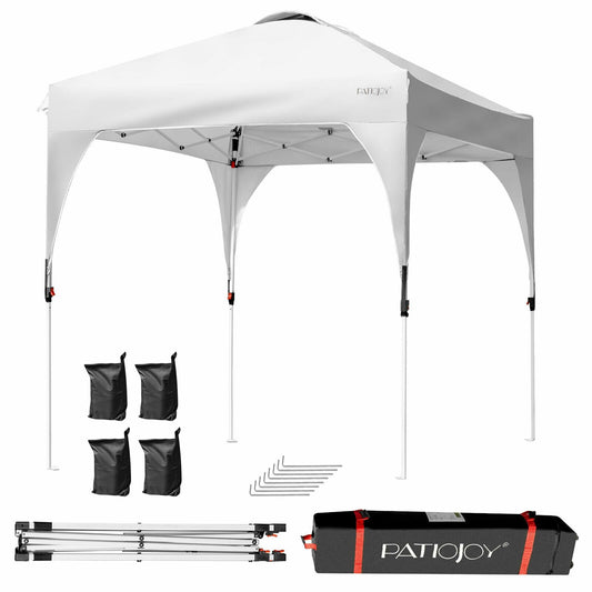 6.6 x 6.6 FT Pop Up Height Adjustable Canopy Tent with Roller Bag, White