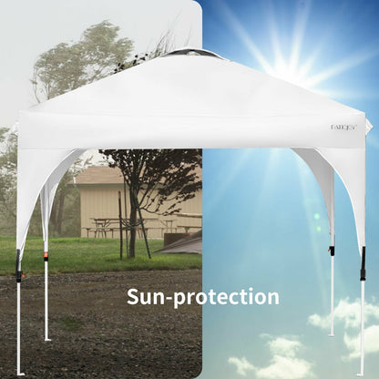 8 Feet x 8 Feet Outdoor Pop Up Tent Canopy Camping Sun Shelter with Roller Bag, White