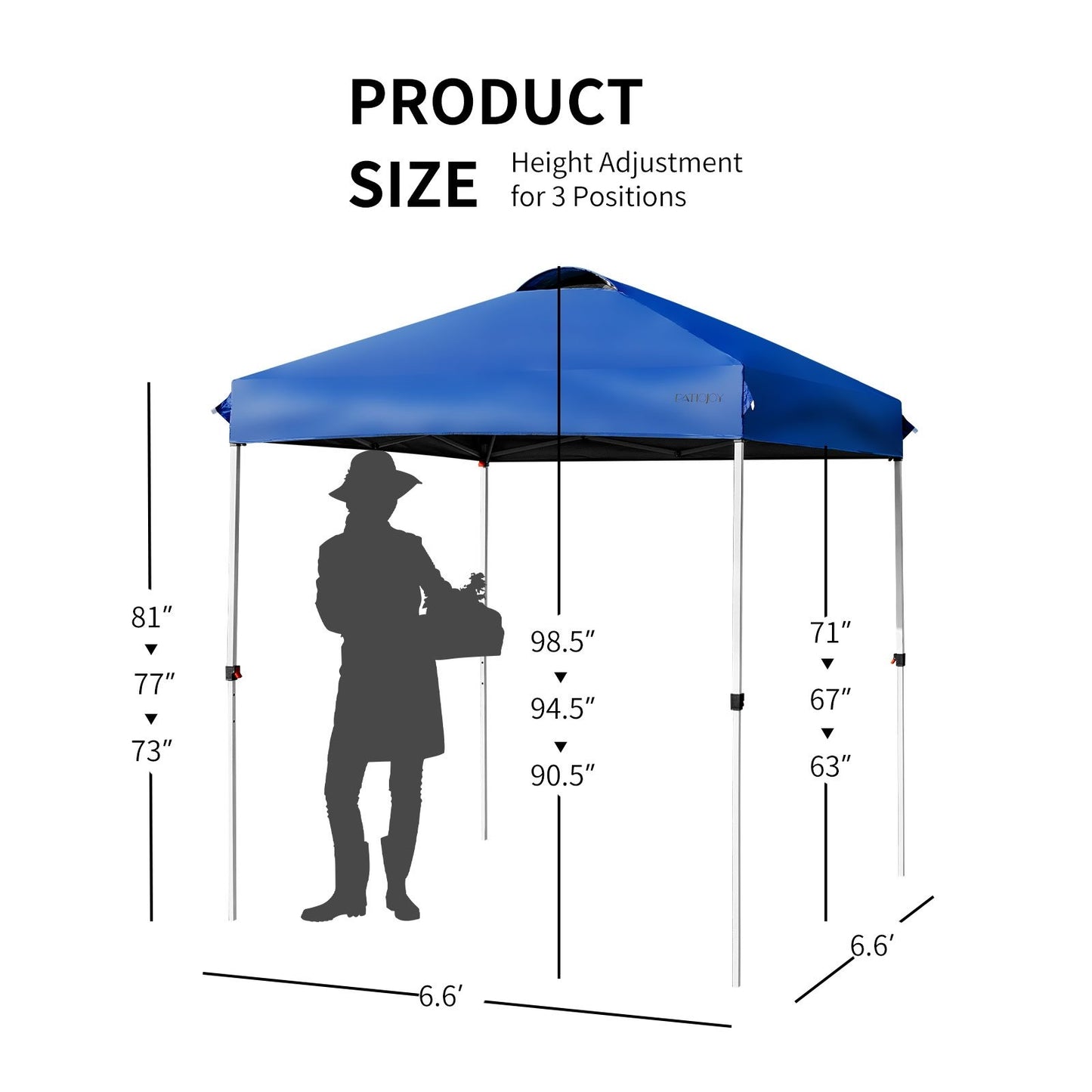6.6 x 6.6 Feet Outdoor Pop-up Canopy Tent with Roller Bag, Blue