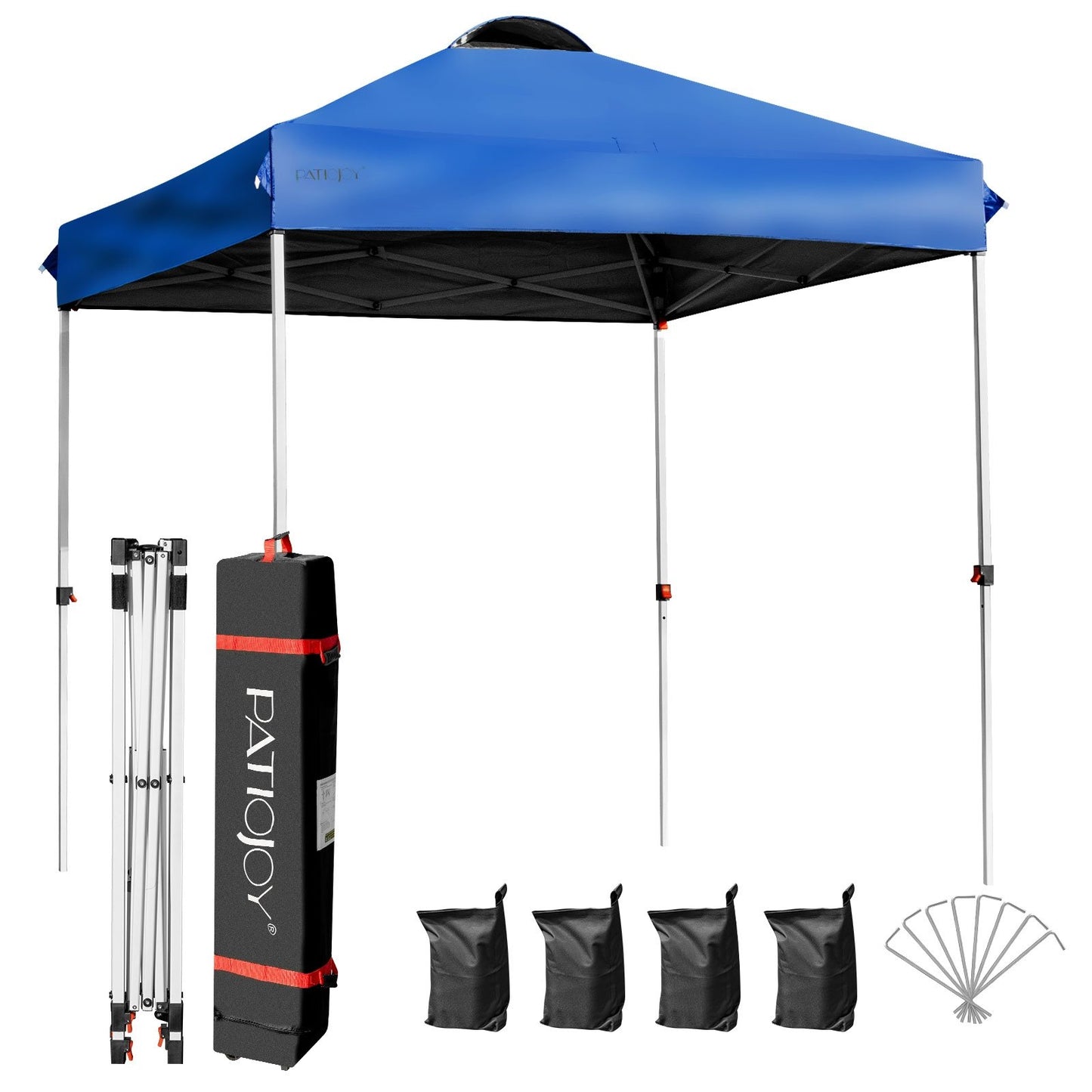 6.6 x 6.6 Feet Outdoor Pop-up Canopy Tent with Roller Bag, Blue