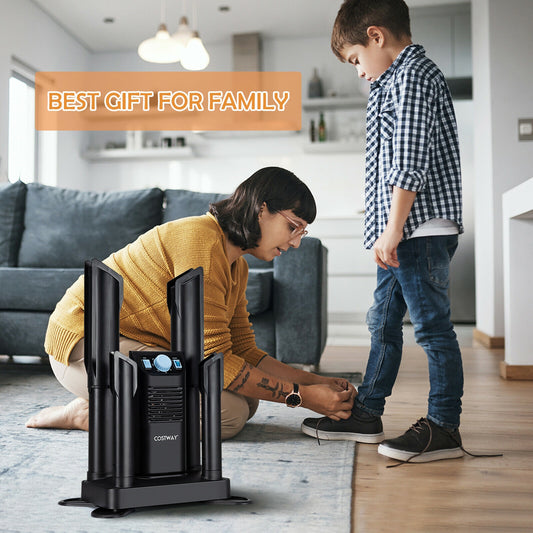 Electric Shoe Boot Dryer, 4 Shoes, 180 Mins Timer, Ozone Disinfection, Black Dryers Black at Gallery Canada