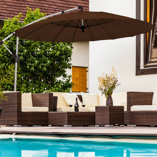 10 Feet Patio Offset Hanging Umbrella, Tan Outdoor Umbrellas Tan at Gallery Canada