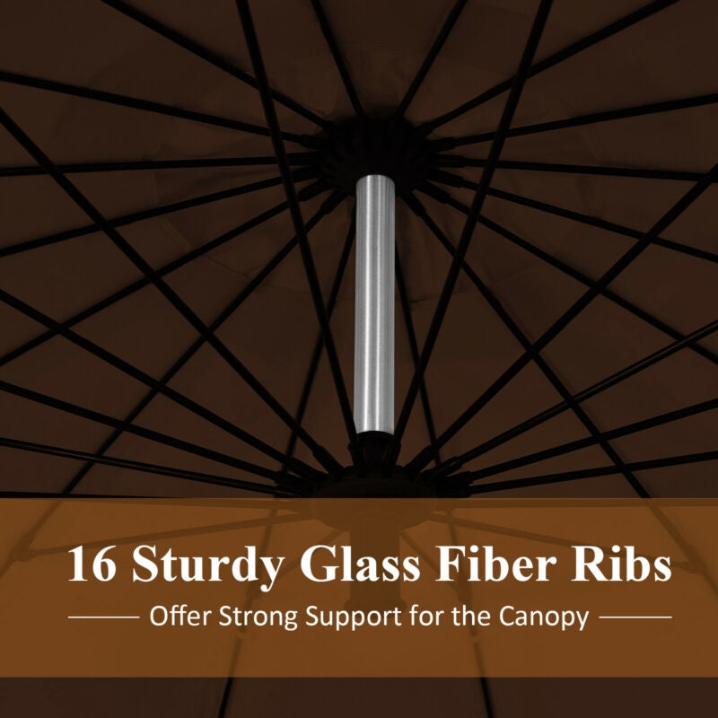 10 Feet Patio Offset Umbrella Market Hanging Umbrella for Backyard Poolside Lawn Garden, Tan Outdoor Umbrellas at Gallery Canada