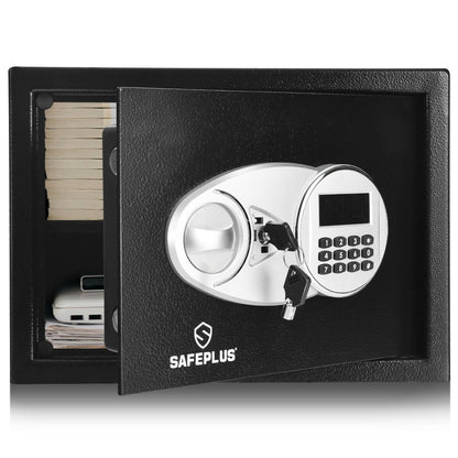 2-Layer Safe Deposit Box with Digital Keypad, Black