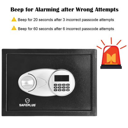 2-Layer Safe Deposit Box with Digital Keypad, Black