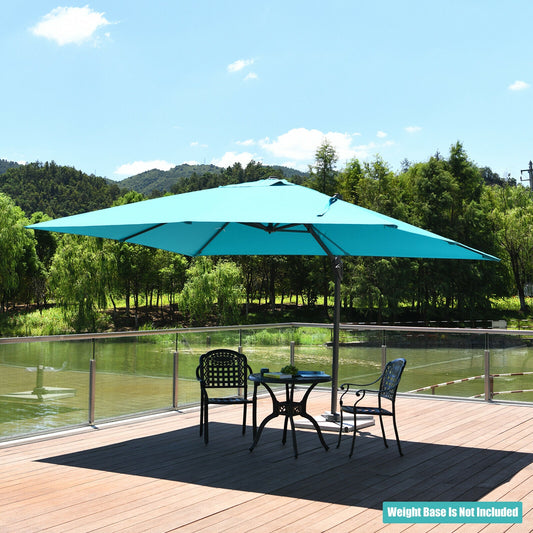 10x13 Feet Rectangular Cantilever Umbrella, 360° Rotation, Turquoise Outdoor Umbrellas Turquoise at Gallery Canada