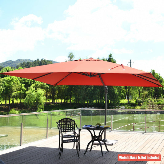 10x13 Feet Rectangular Cantilever Umbrella, 360° Rotation, Orange Outdoor Umbrellas Orange at Gallery Canada