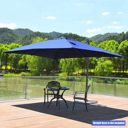 10 x13 Feet Rectangular Cantilever Umbrella, 360° Rotation, Navy Outdoor Umbrellas Navy at Gallery Canada