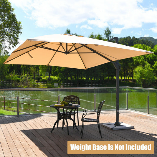 10x13 Feet Rectangular Cantilever Umbrella, 360° Rotation, Beige Outdoor Umbrellas Beige at Gallery Canada