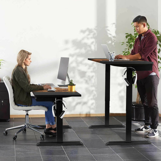 48 Inch Electric Sit To Stand Desk, Keyboard Tray, Rustic Brown Standing Desks Rustic Brown at Gallery Canada