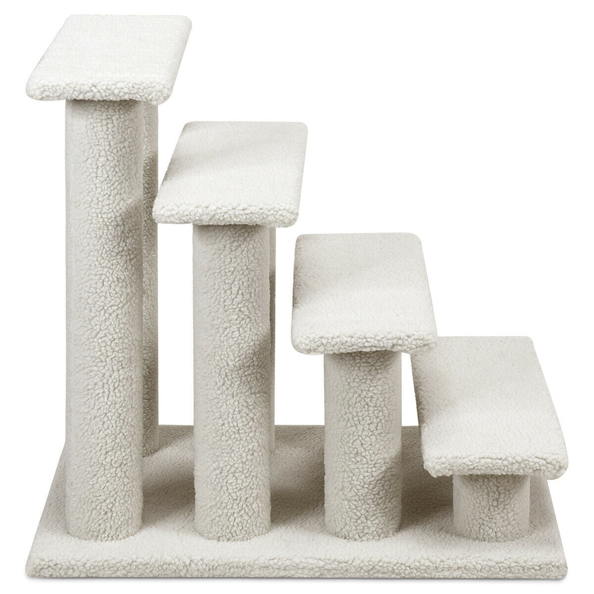 4-Step Pet Stairs Carpeted Ladder Ramp Scratching Post Cat Tree Climber, Beige Cat Trees Condos & Scratchers at Gallery Canada