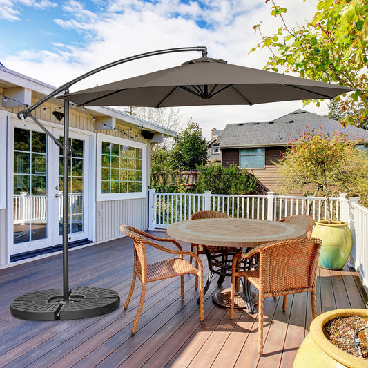 10FT Offset Umbrella, 8 Ribs, Cantilever, Cross Base, Tilt Adjustment, Brown Outdoor Umbrellas Brown at Gallery Canada