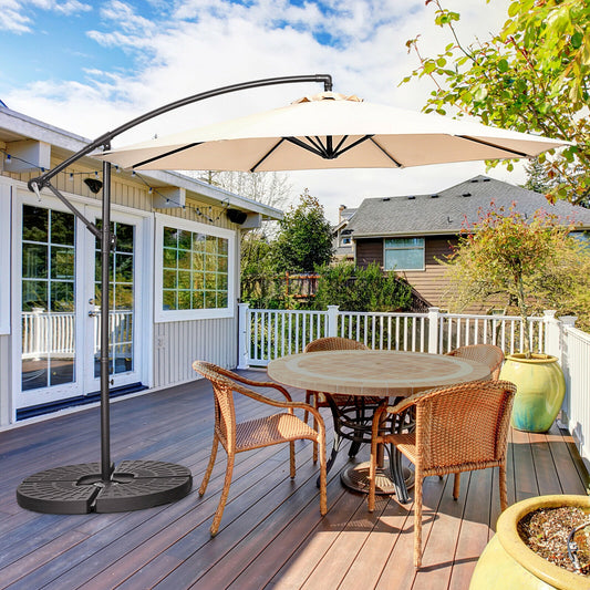 10FT Offset Umbrella, 8 Ribs, Cantilever, Cross Base, Tilt Adjustment, Beige Outdoor Umbrellas Beige at Gallery Canada