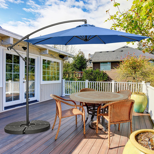 10FT Offset Umbrella, 8 Ribs, Cantilever Cross Base, Tilt Adjustment, Blue Outdoor Umbrellas Blue at Gallery Canada