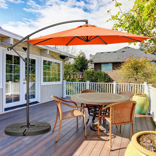 10FT Offset Umbrella, 8 Ribs, Cantilever, Cross Base, Tilt Adjustment, Orange Outdoor Umbrellas Orange at Gallery Canada