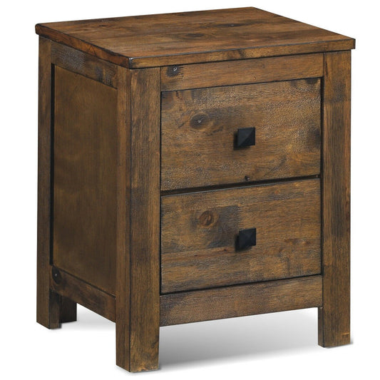 Wood 2 Storage Sliding Drawers End Nightstand, Natural at Gallery Canada