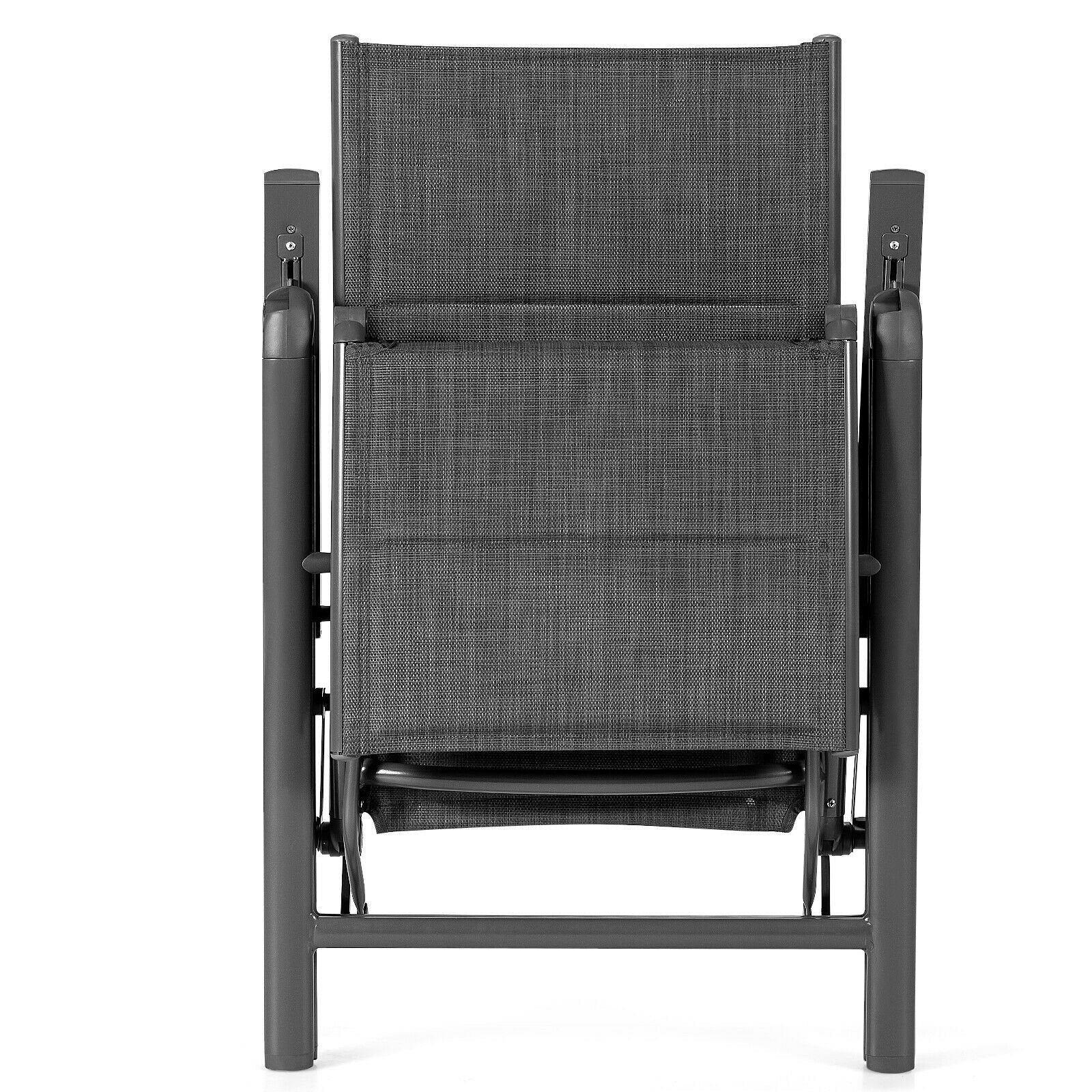 Aluminum Frame Adjustable Outdoor Foldable Reclining Padded Chair, Gray at Gallery Canada
