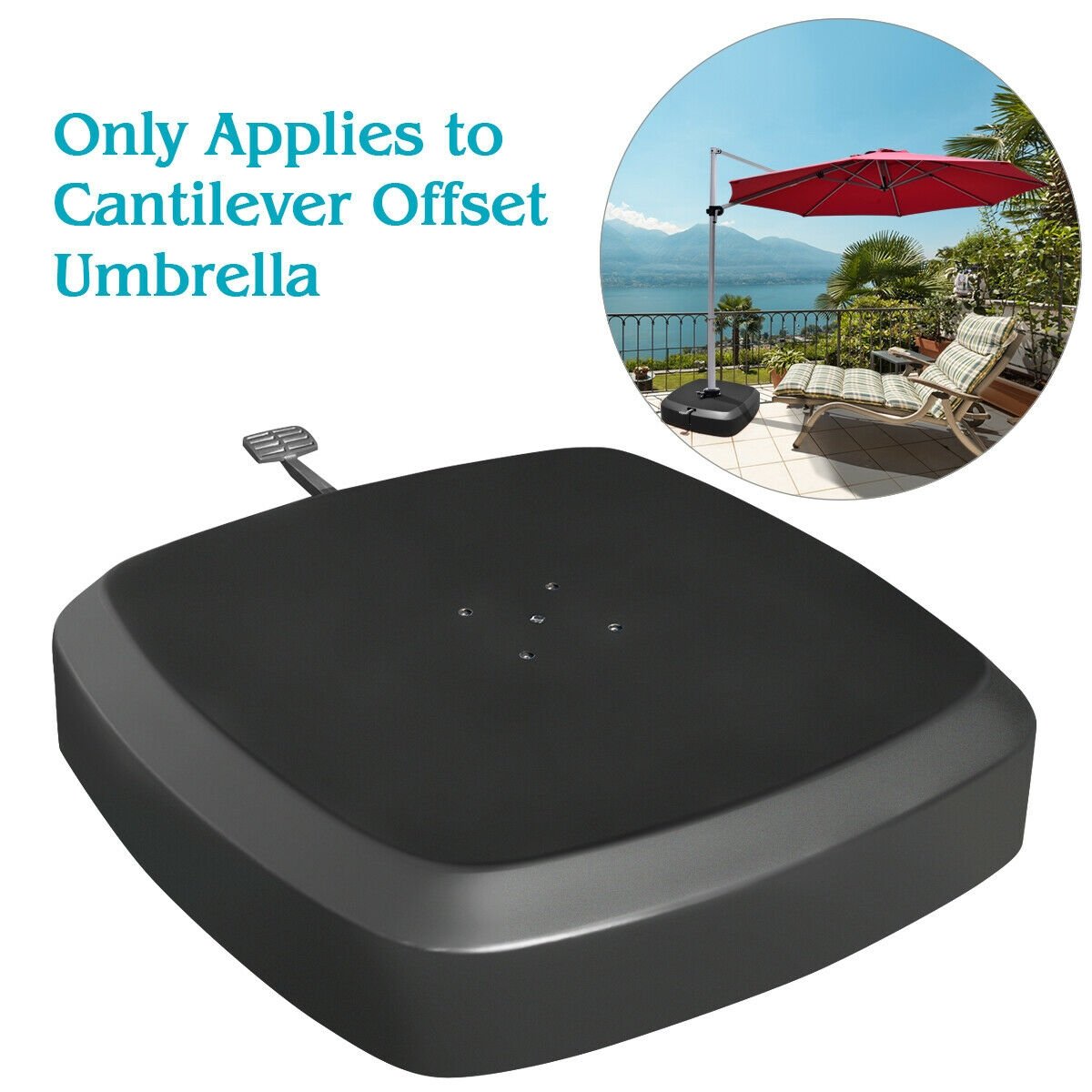 Patio Cantilever Offset Umbrella Base with Wheels for Garden Poolside Deck, Black at Gallery Canada