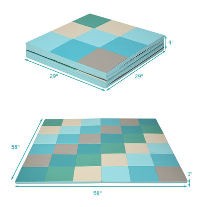 58 Inch Toddler Foam Play Mat Baby Folding Activity Floor Mat, Light Blue at Gallery Canada