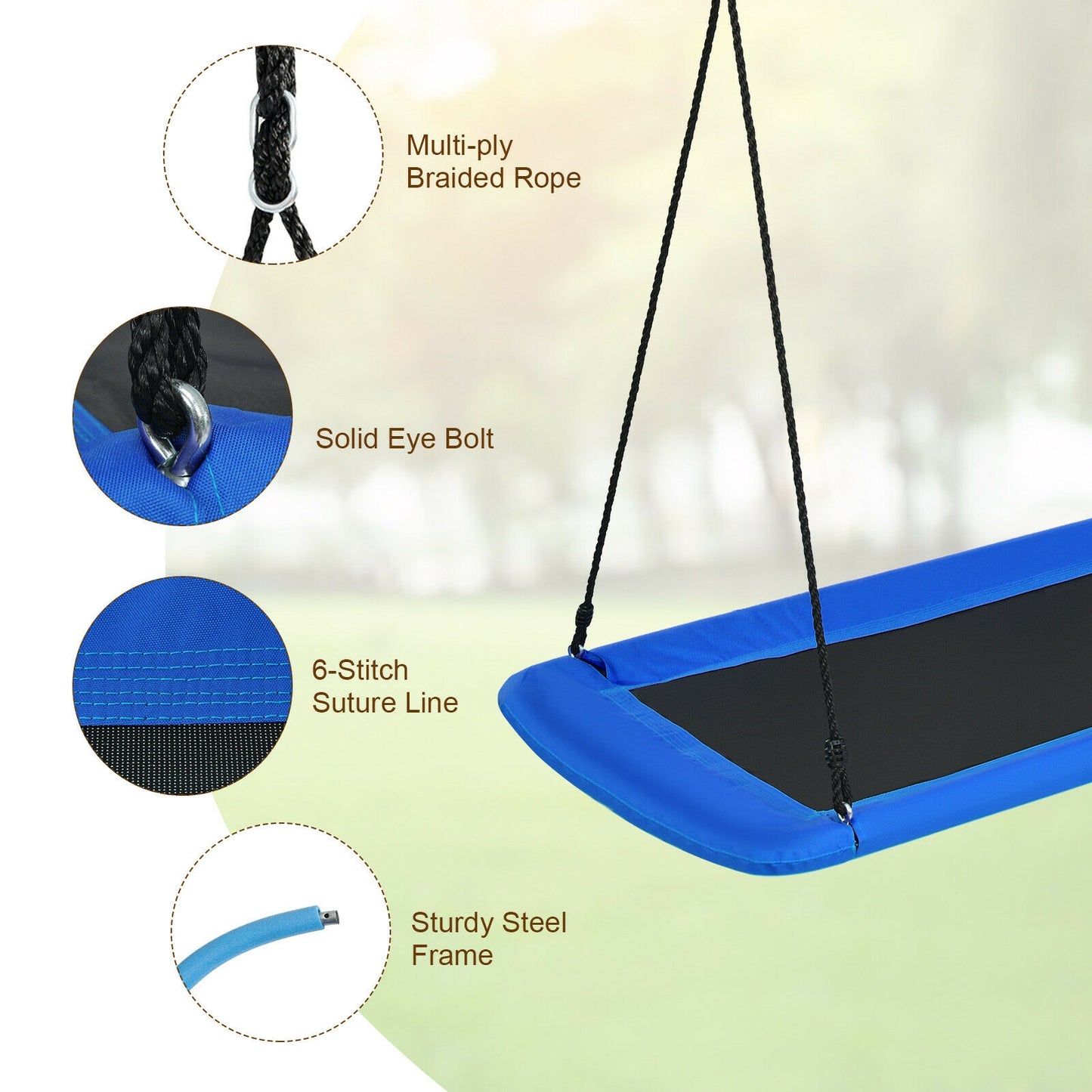 60 Inch Platform Tree Swing With 2 Hanging Straps, Blue Swing & Playsets at Gallery Canada