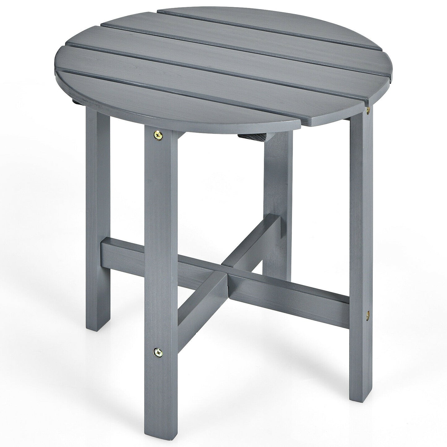 18 Inch Round Wooden Slat Patio Coffee Table, Gray Patio Coffee Tables at Gallery Canada
