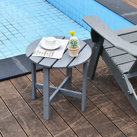 18 Inch Round Wooden Slat Patio Coffee Table, Gray Patio Coffee Tables Gray at Gallery Canada